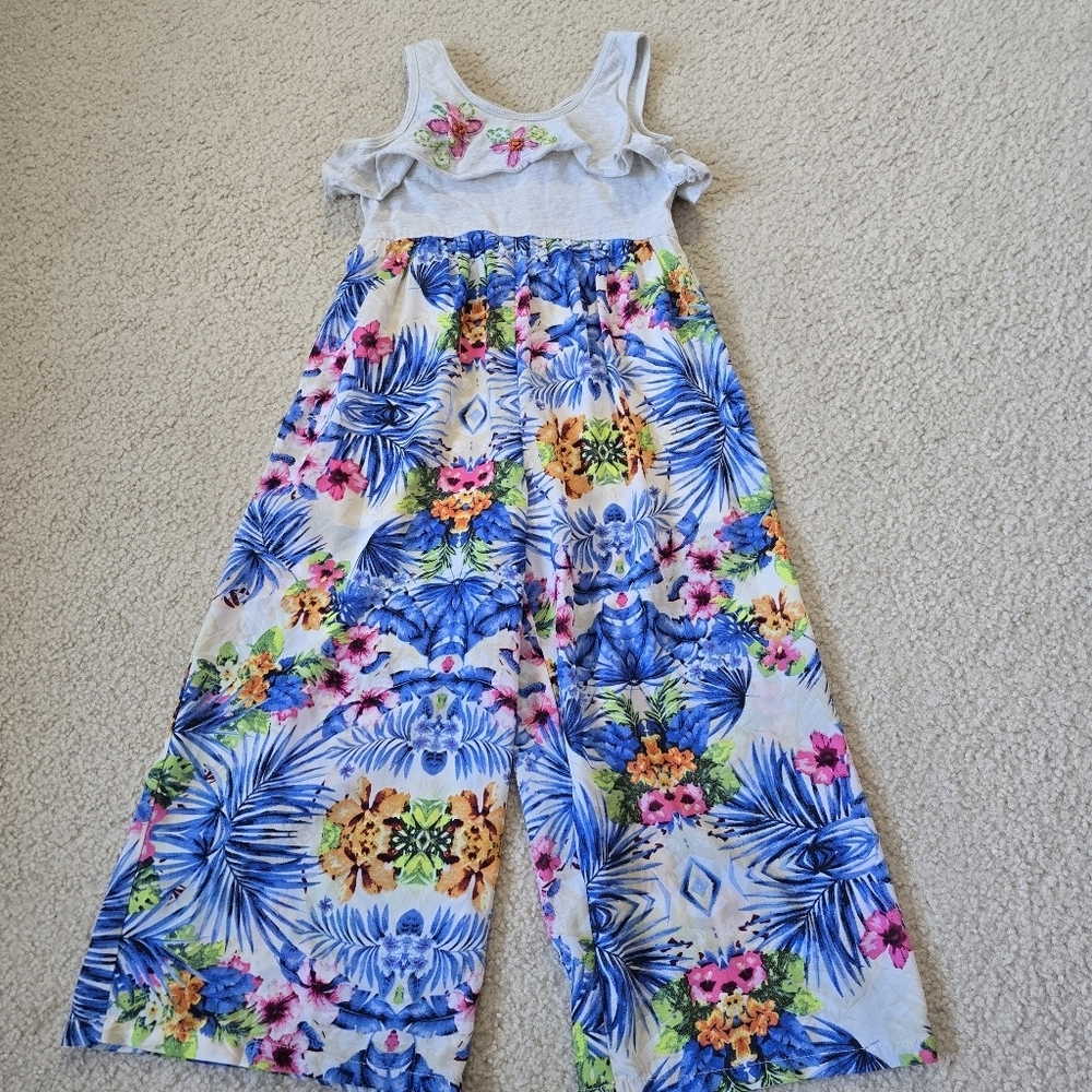 Hannah Banana GIRLS YOUTH Size 4 Tropical Floral Jumpsuit Romper